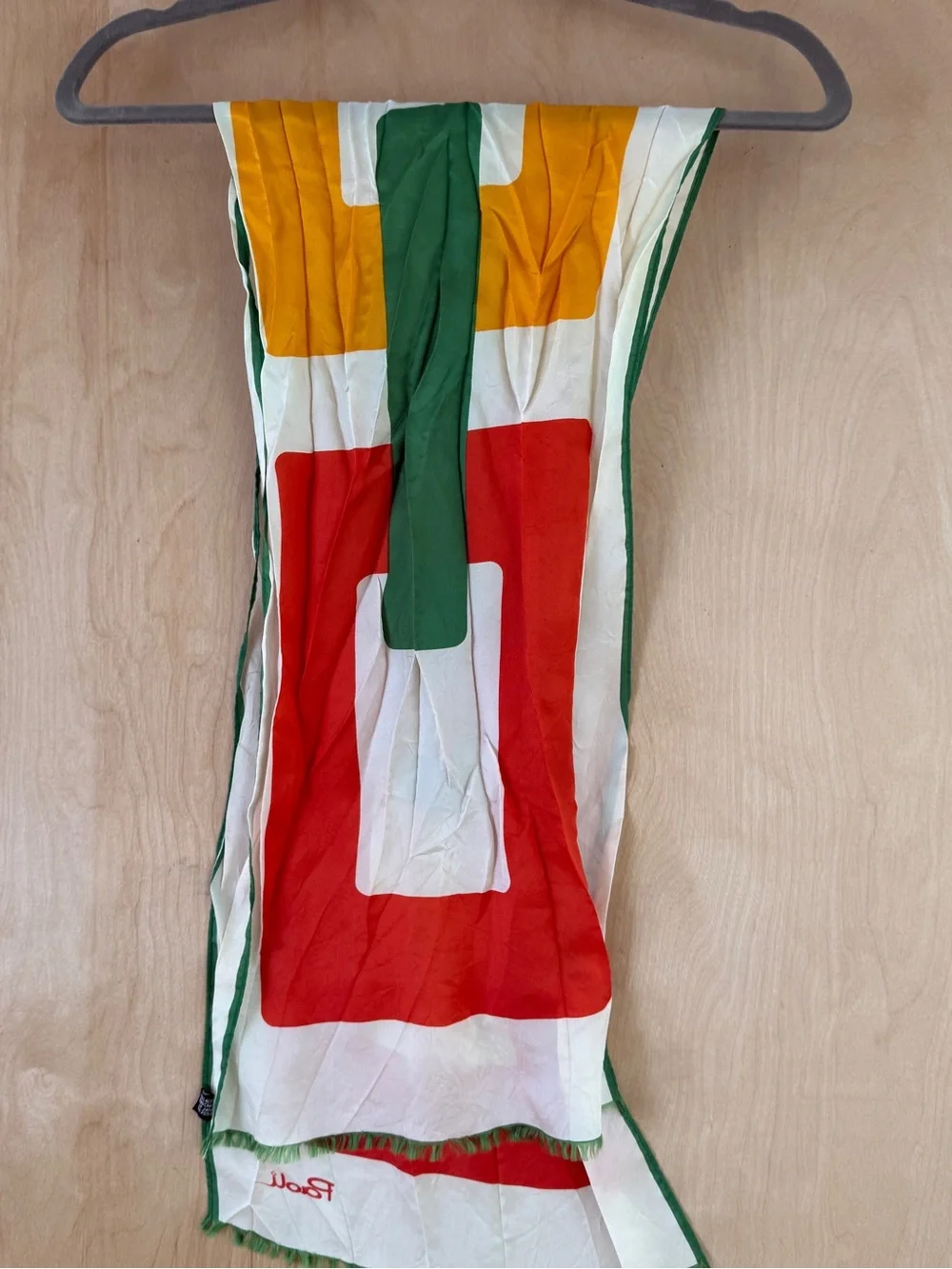 Vintage 60s 70s Gino Paoli Acetate Scarf Mod Geometric Colorblock Japan 12x52
